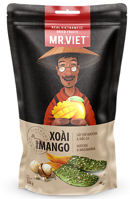 Mr. Viet Dried Mango Matcha Macadamia Coated 100g