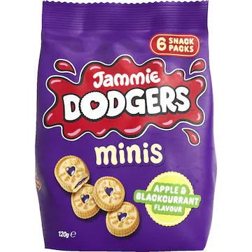 Jammie Dodgers Biscuit Minis Snack Packs Apple & Blackcurrant 6 pack 120g