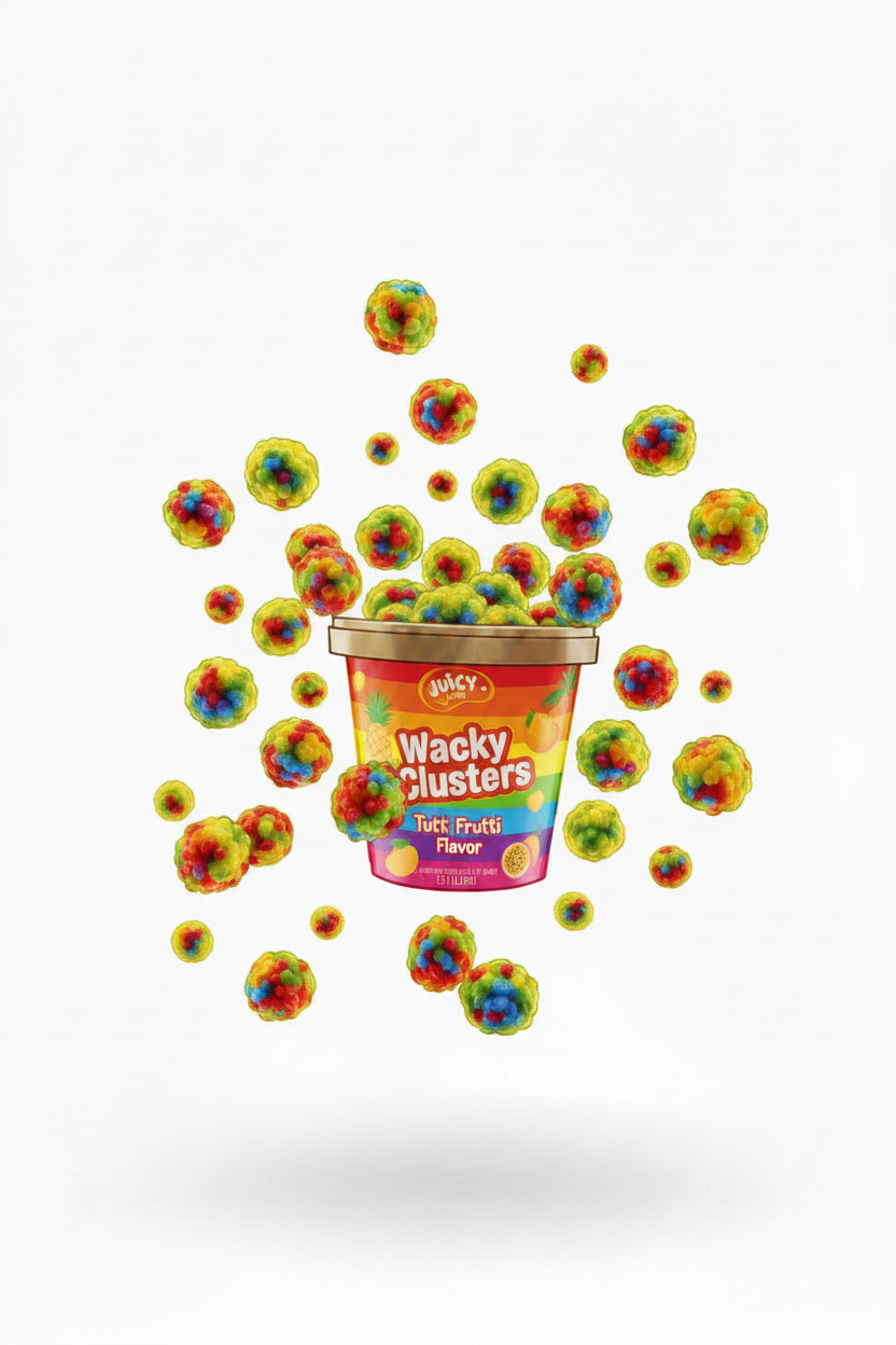 JUICY JELLY WACKY CLUSTERS TUTTI FRUITY 150g