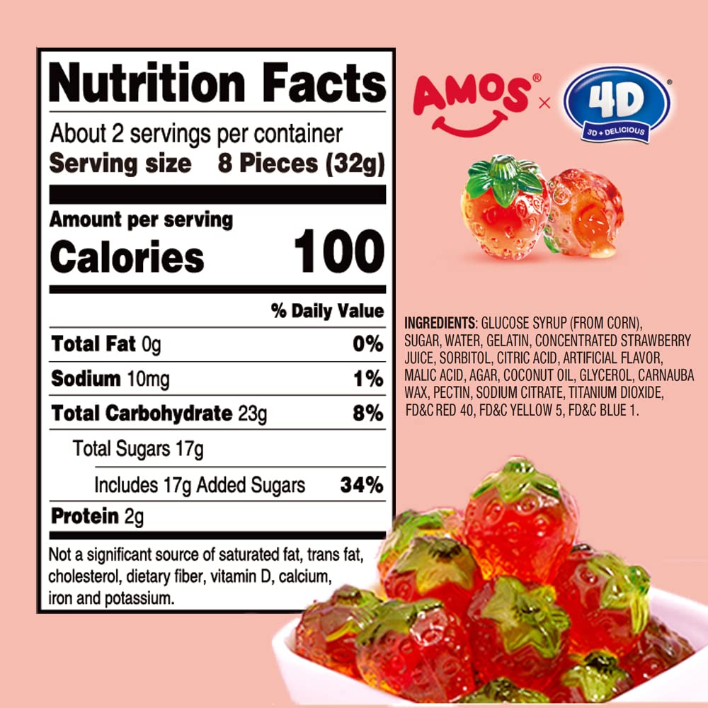 AMOS 4D Fruit Strawberry Gummy 170g