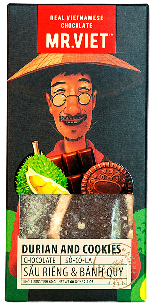 Mr. Viet White Milk Choc Durian & Cookies 60g
