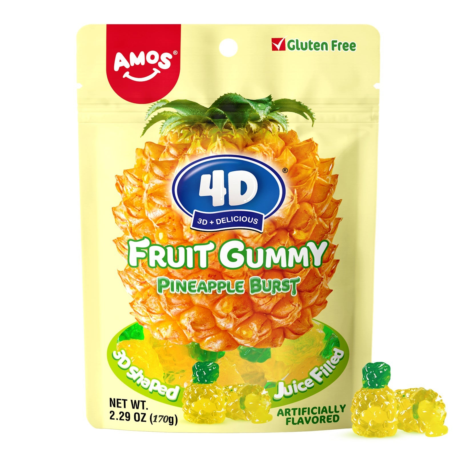 AMOS 4D Fruit Pineapple Gummy 170g