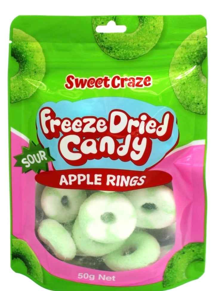 Sweet Craze Sour Freeze Dried Candy Apple Rings 50g