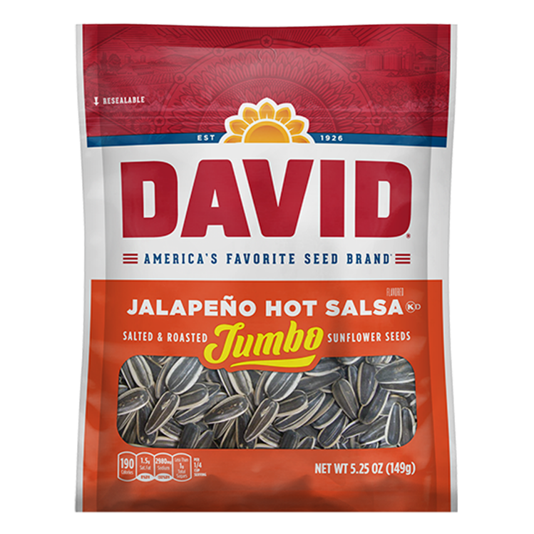 DAVID Aaron Judge Limited Edition, Jalapeno Hot Salsa, Salted & Rosted Jumbo sunflower seeds 149g