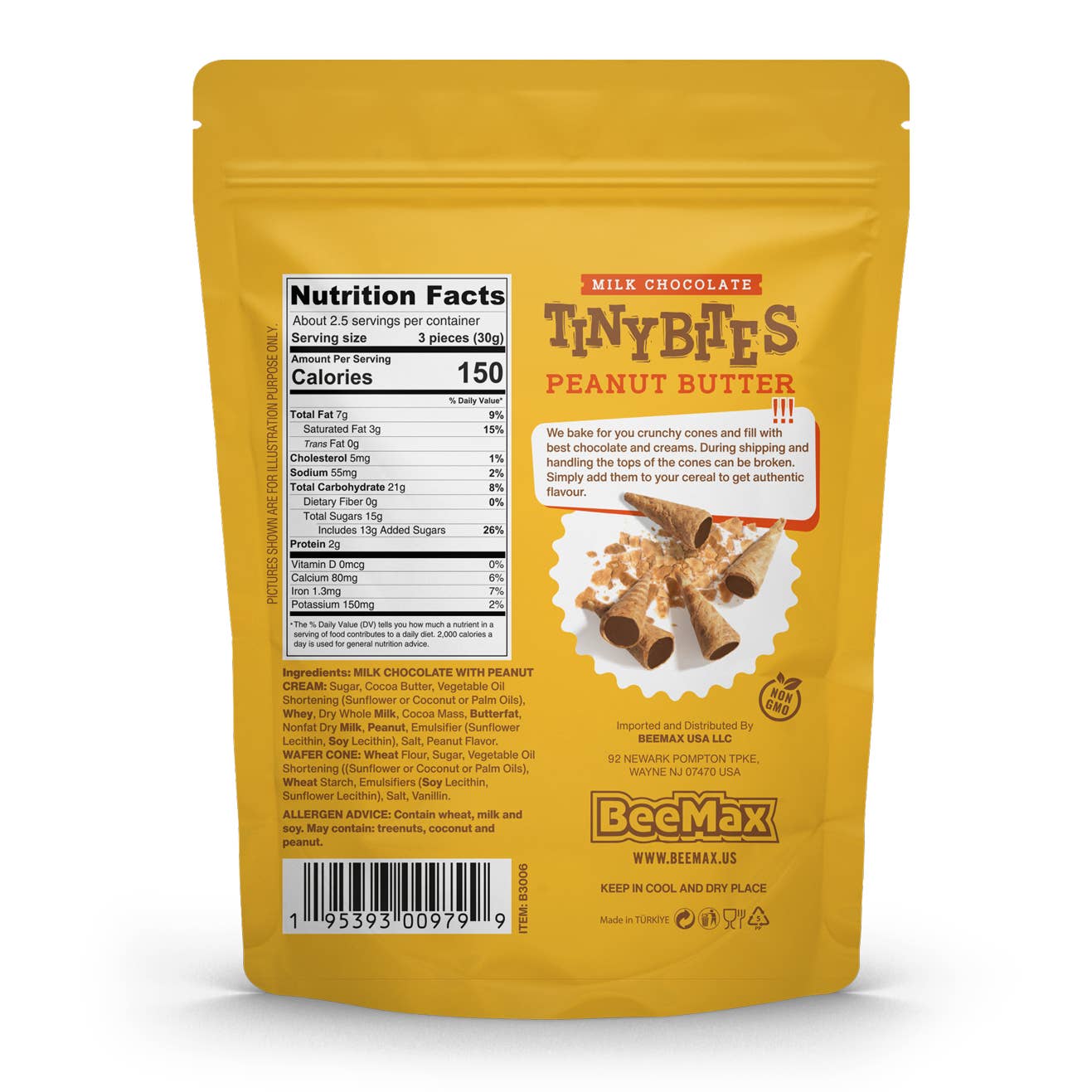 Tiny Bites Waffle Cones Peanut Butter 80g