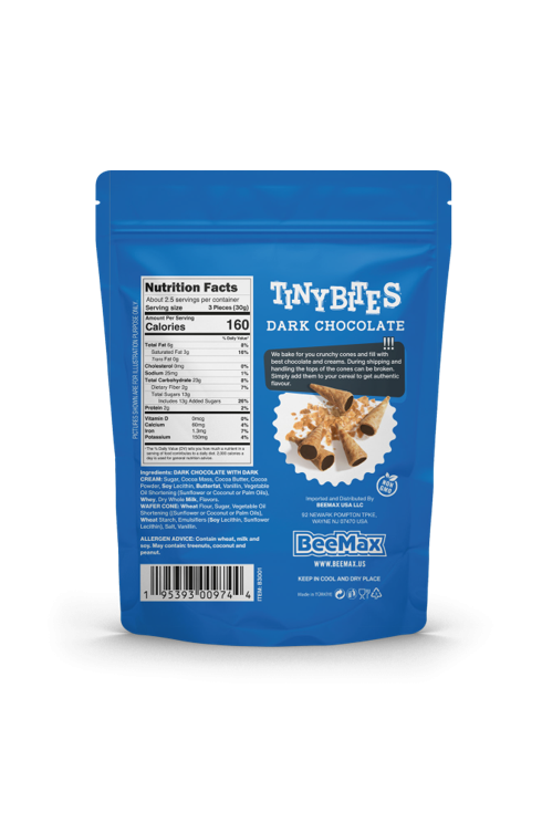 Tiny Bites Waffle Cones Dark Chocolate 80g