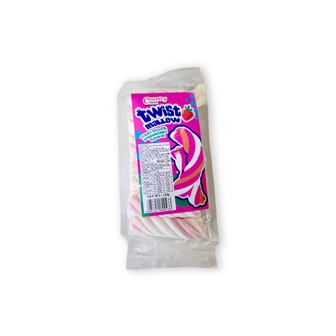 Mallow twist strawberry gummy filled