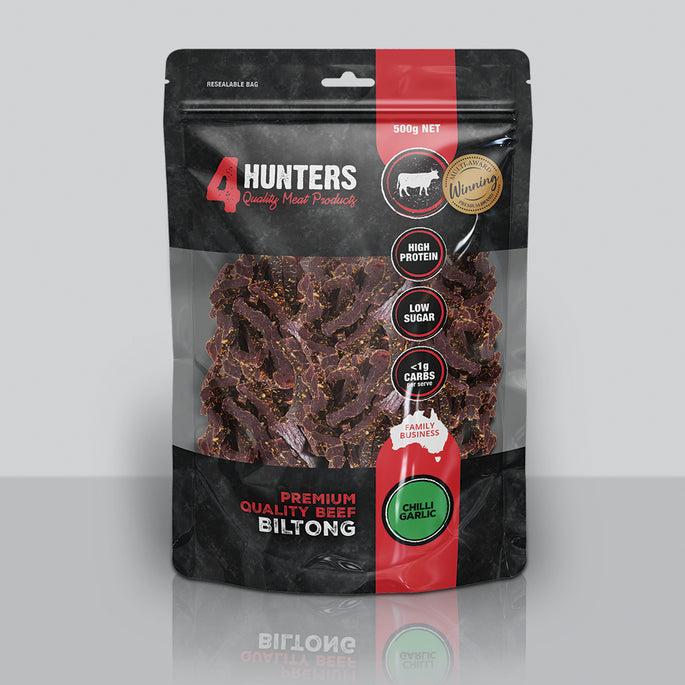 4 Hunters Billtong Chilli Garlic 500g
