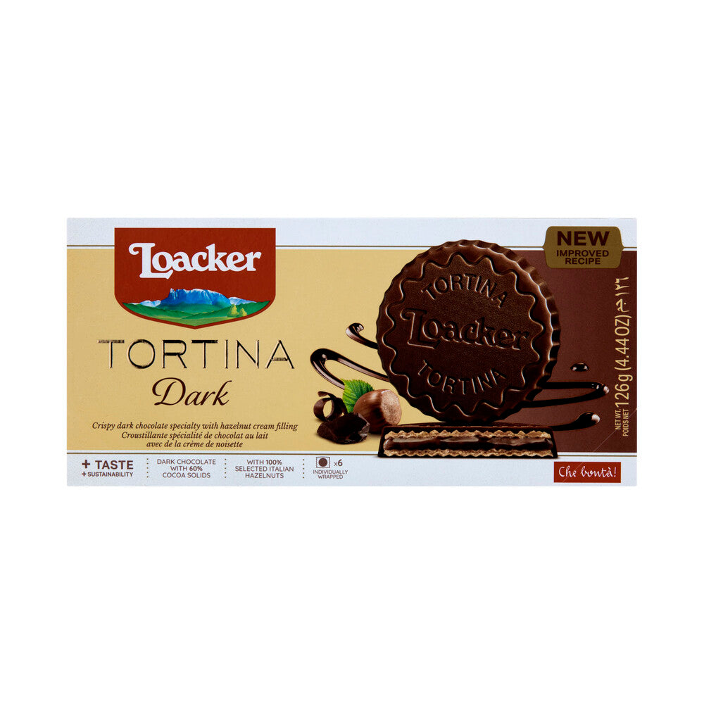 Loacker Wafers Dark Hazelnut Tortina Milk Chocolate Biscuits 126g