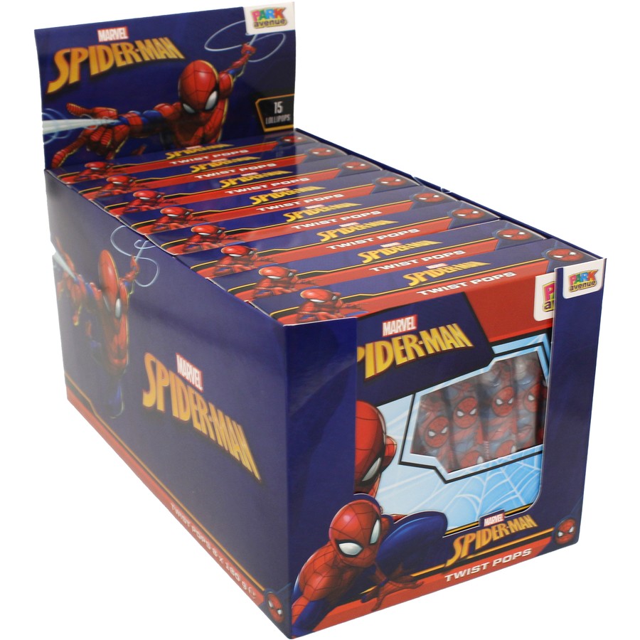 Spider-Man Razzle Dazzle Raspberry Twist Pops 15 Lollipops 180g
