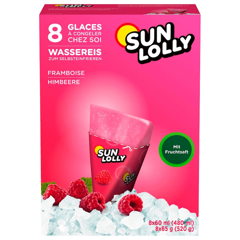 Sun Lolly Ice lollies Raspberry x8 480ml