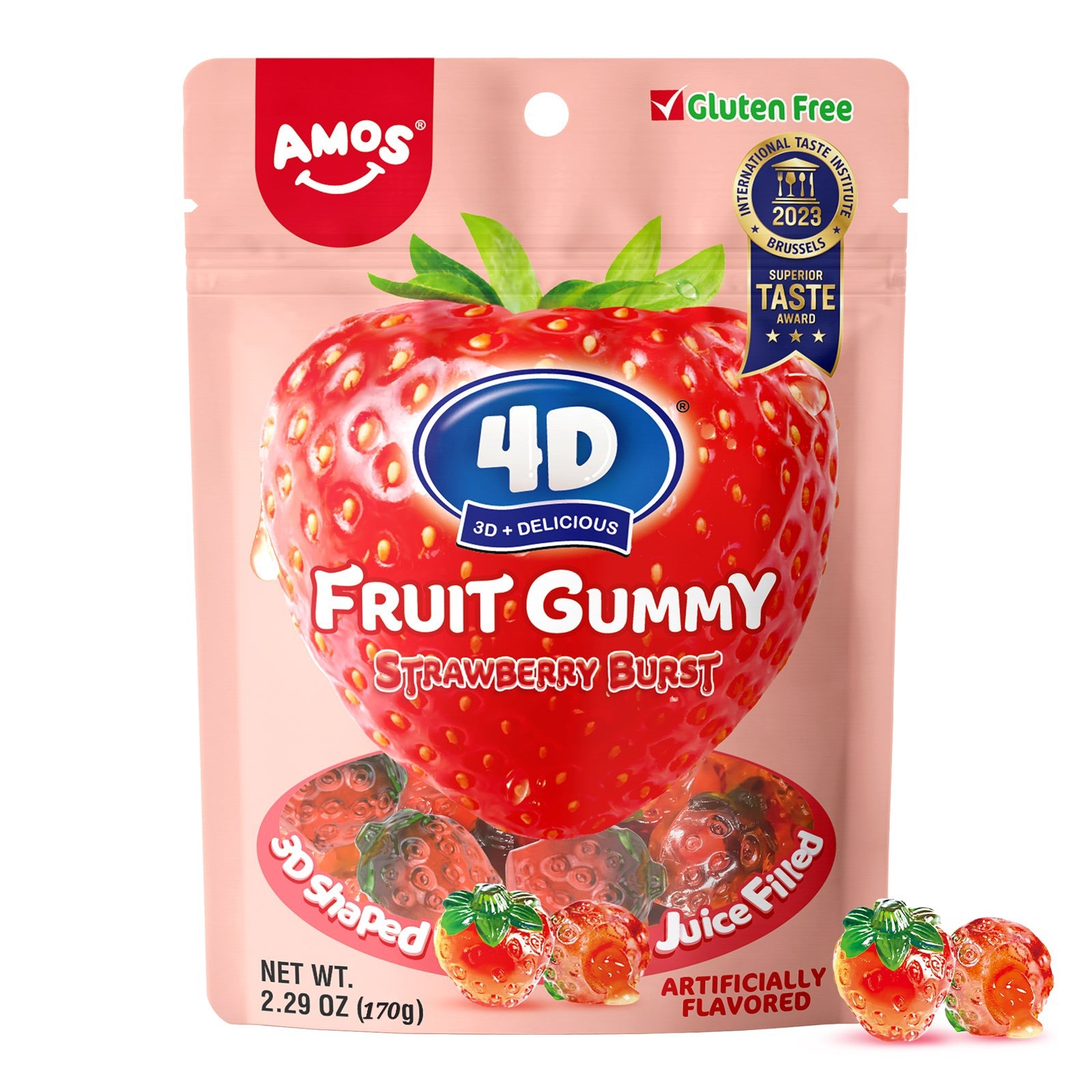 AMOS 4D Fruit Strawberry Gummy 170g