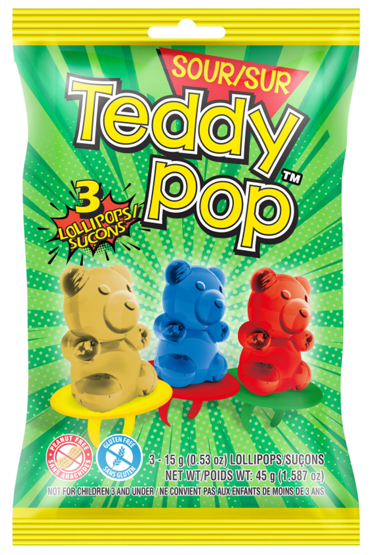 TEDDY POP Ring Lollipop sour 3 count