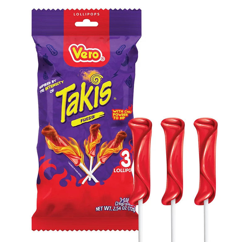 TAKIS VERO CHAMOY LOLLIPOPS 72G