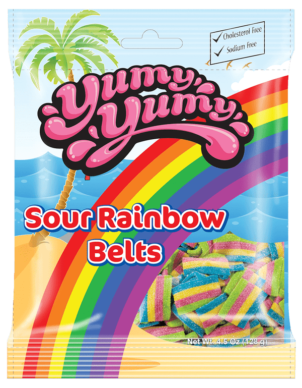 YUMMY YUMMY Gummy Candy Sour Rainbow Belts 128g