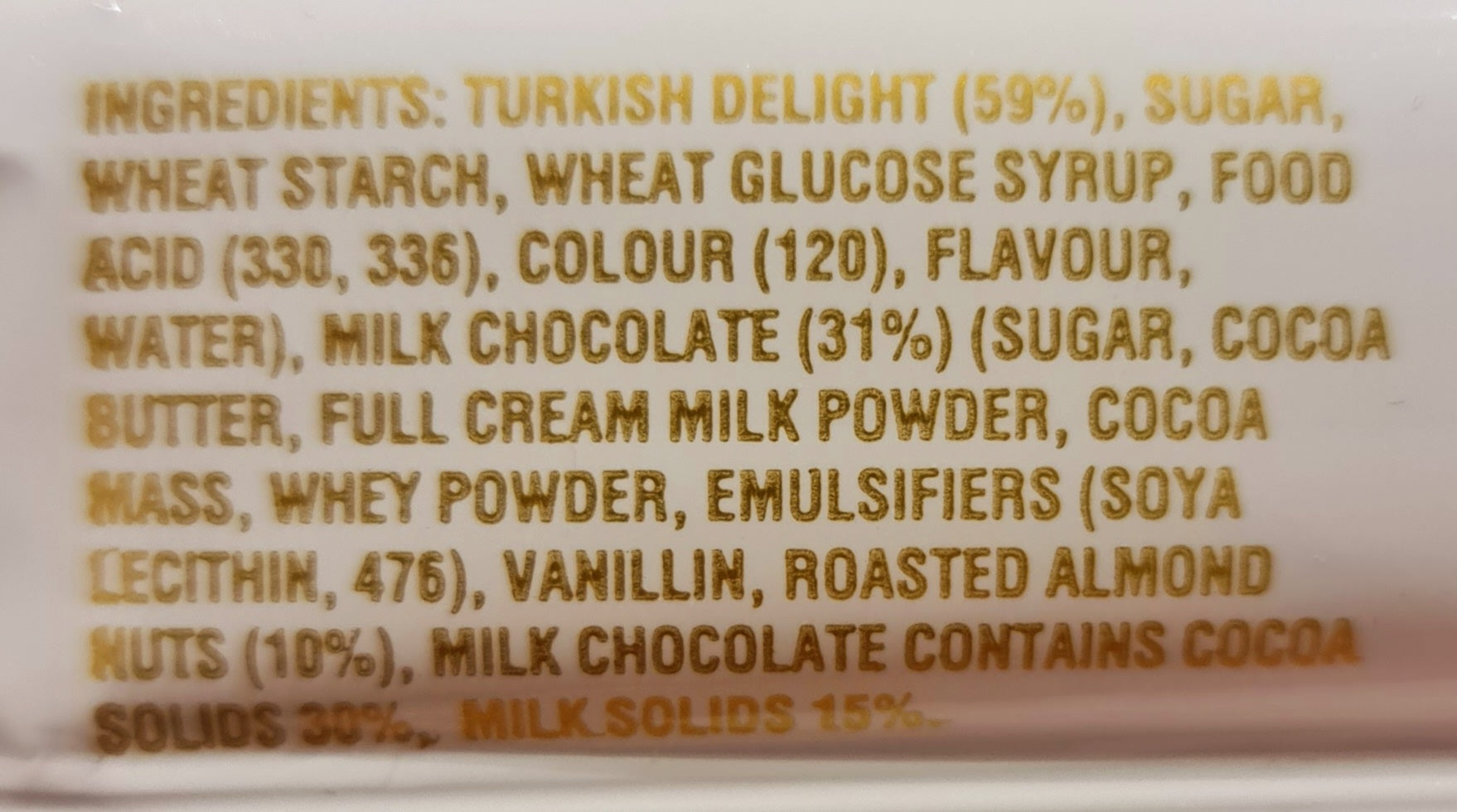 Turkish delight rose flavour with almonds milk chocolate coated 55g