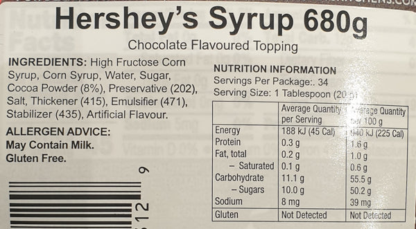 HERSHEY'S Syrup Genuine Chocolate Flavour 680g