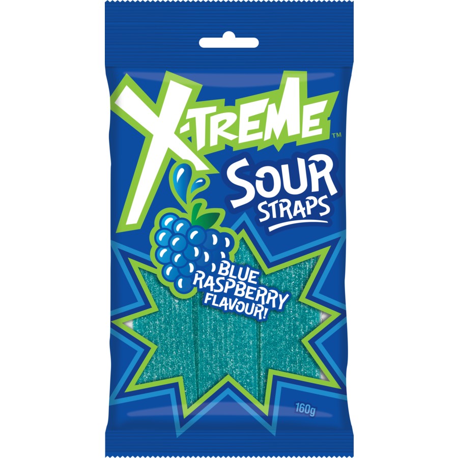 X Treme Sour Straps Blue Raspberry 160g