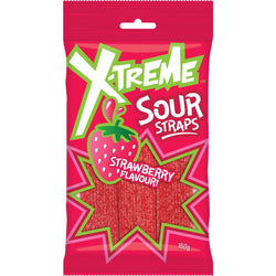 X Treme Sour Straps Strawberry 160g