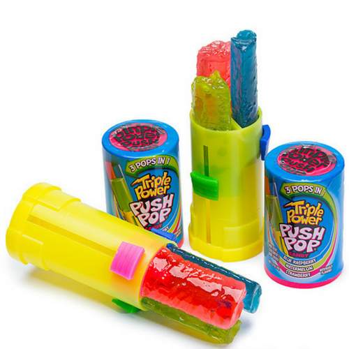 Triple Power Push Pop Candy 3 Fruit Flavours