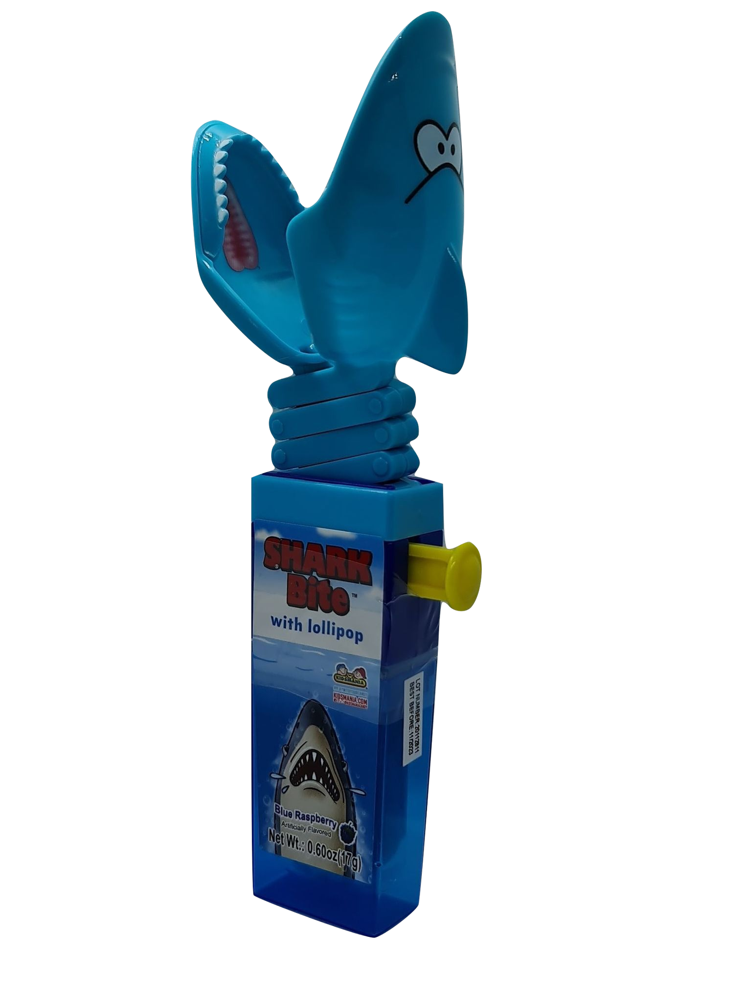 Shark bite toy with lollipop blue raspberry flavour 17g