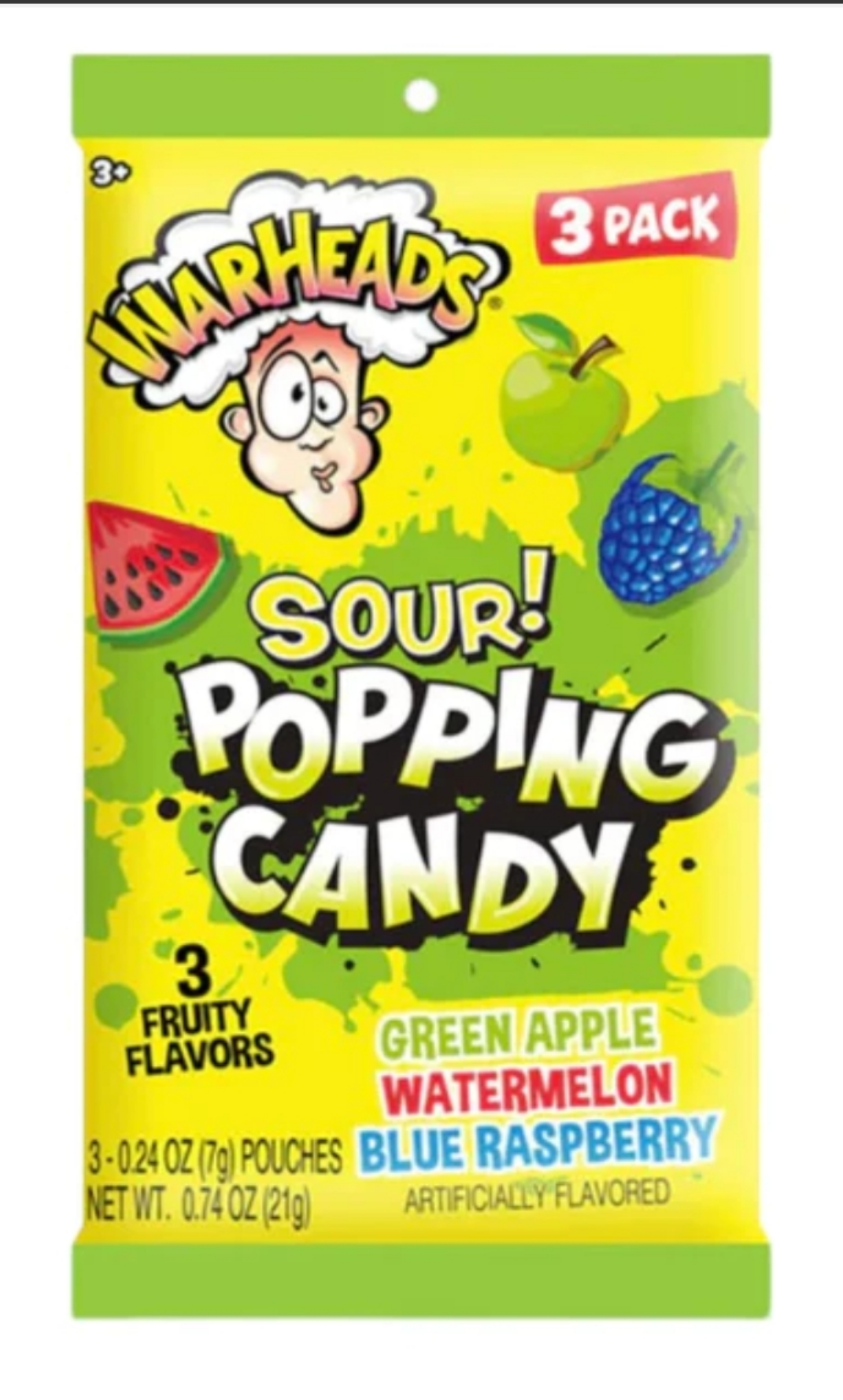 Warheads Sour Popping Candy 3pack 21g