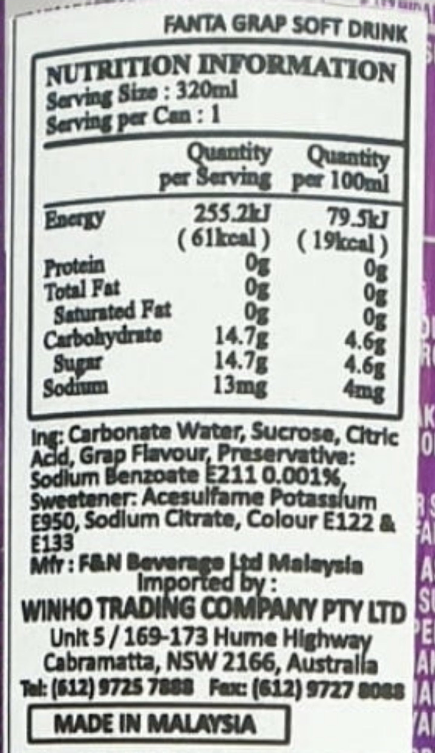 FANTA Anggur Grape 320ml