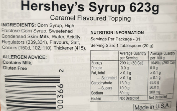 HERSHEY'S Syrup Caramel Flavour 623g
