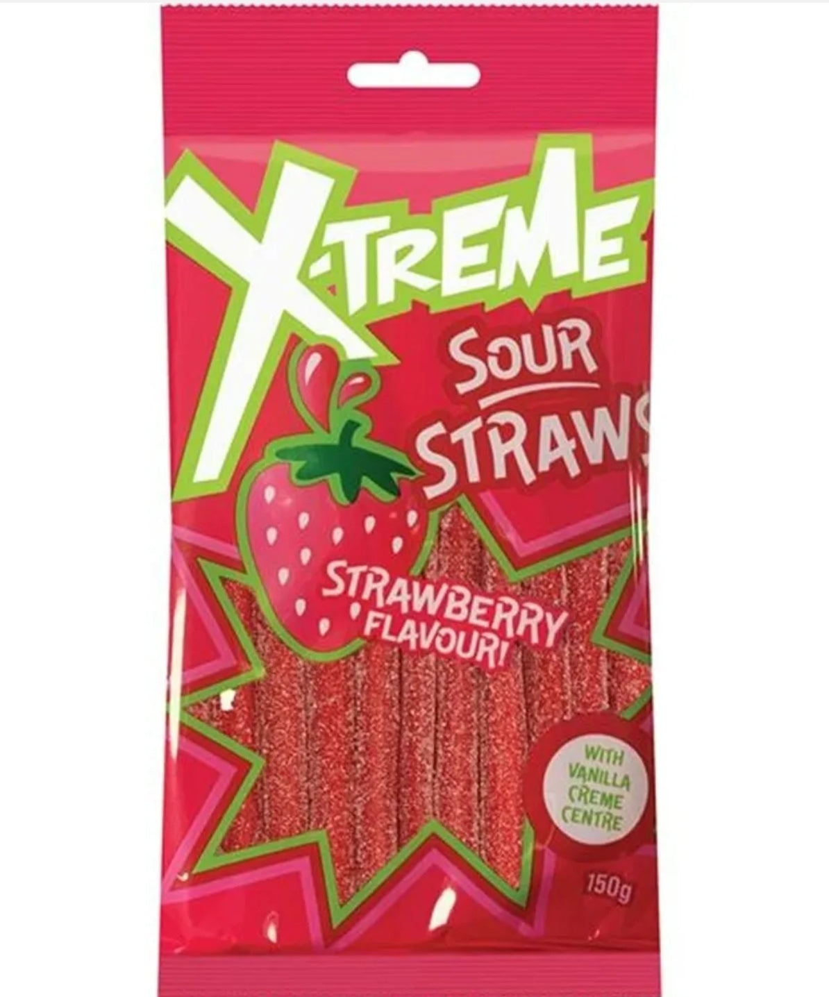 X-TREME SOUR STRAWS STRAWBERRY 150G