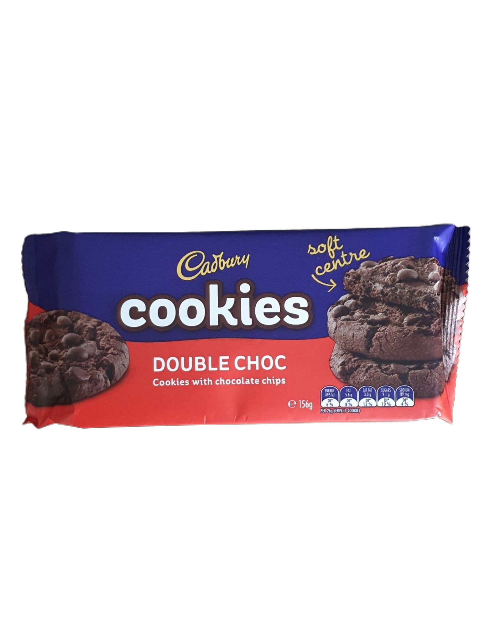 Cadbury cookies double choc with choc chips 156g