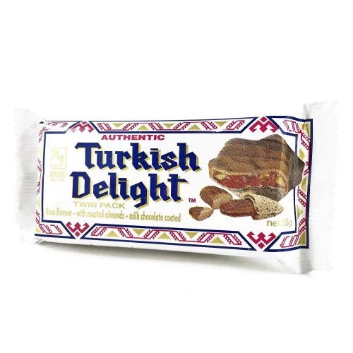 Turkish delight rose flavour with almonds milk chocolate coated 55g