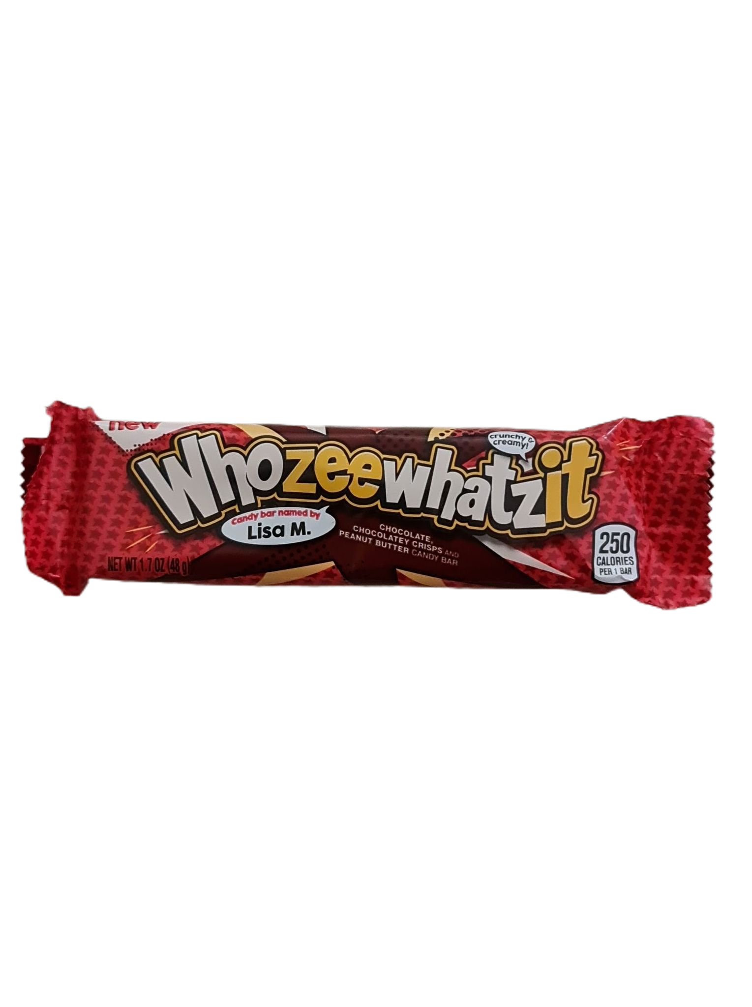 Whozeewhatzit choc crisp peanut butter candy bar 48g