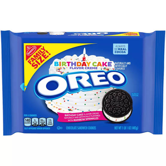 OREO Birthday Cake Flavor Creme Family Size 482g