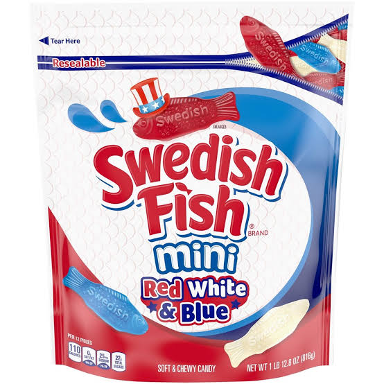 SWEDISH FISH Red, White & Blue Mini 816g